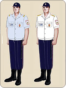 Расположение нашивок МВД на рубашке: схема для несущих наружную службу