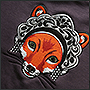 Machine embroidery of a fox in a kokoshnik for ANIMACIDS 