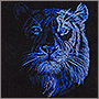 Вышивка тигра в синей гамме