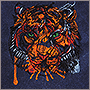 Вышивка абстракции в форме головы тигра