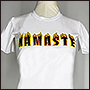Фото вышивки на футболке Namaste