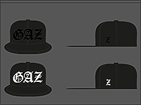 Макет будущих кепок с эскизом логотипа Gazgolder