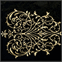 Embroidery with golden threads on velvet
