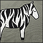 Machine embroidery and applique in the form of a zebra