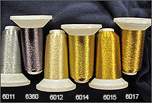 Примеры золотых и серебряных ниток Rheingold