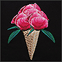 Machine embroidery of flower ice cream on T-shirts