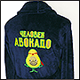 Машинная вышивка Человек-авокадо на халате