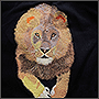 Вышивка портрета льва на одежде, фото