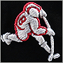3D embroidery of a hockey player on a cap