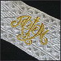 Photo of monogram embroidery on a tape