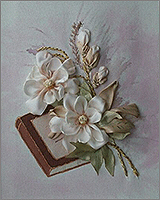 Открытка, вышитая лентами, от White Lily