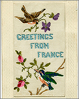 Вышитая открытка с поздравлениями из Франции: начало XX века