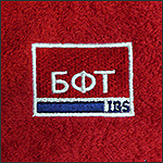 Вышивка на пледе логотипа БФТ
