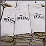 Фото вышивки на пледах логотипа Белуга