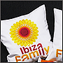 Фото вышивки на подушках логотипа Ibiza family