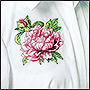 Peony embroidery on the shirt