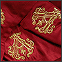 Embroidery of a monogram on napkins