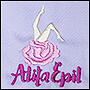 Вышивка на костюме логотипа Alita Epil. Вышитый пиджак