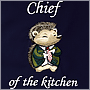 Машинная вышивка на фартуке надписи Chief of the kitchen