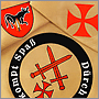 Фото вышивки на крое герба с мечом