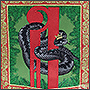 Вышивка герба со змеёй. Фото