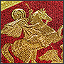 Вышивка герба Георгия Победоносца на бархате металлизированными нитками