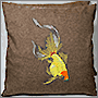 Вышивка золотой рыбки на подушке