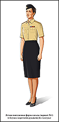 Летняя повседневная форма военнослужащих женского пола, в юбке и блузке с коротким рукавом, без галстука