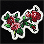 Machine embroidery of patches in form of flowers