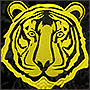 Embroidery of a tiger on velvet