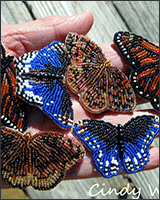 Декоративная вышивка бабочек бисером