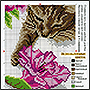 Схема вышивки кота с цветком магнолии