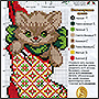 Схема вышивки рождественского котёнка в чулке