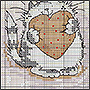Схема вышивки серого кота с сердечком