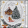 Схема вышивки крестом на скатерть на Новый год с ёлочкой