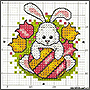 Схема вышивки крестом для салфетки: пасхальный кролик
