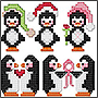 Схема вышивки крестом для салфетки: новогодние пингвины